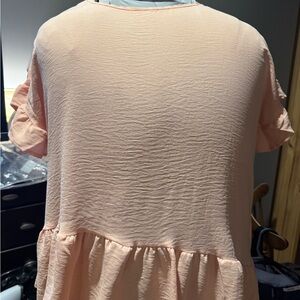 Chic Peach Ruffle Sleeve Blouse